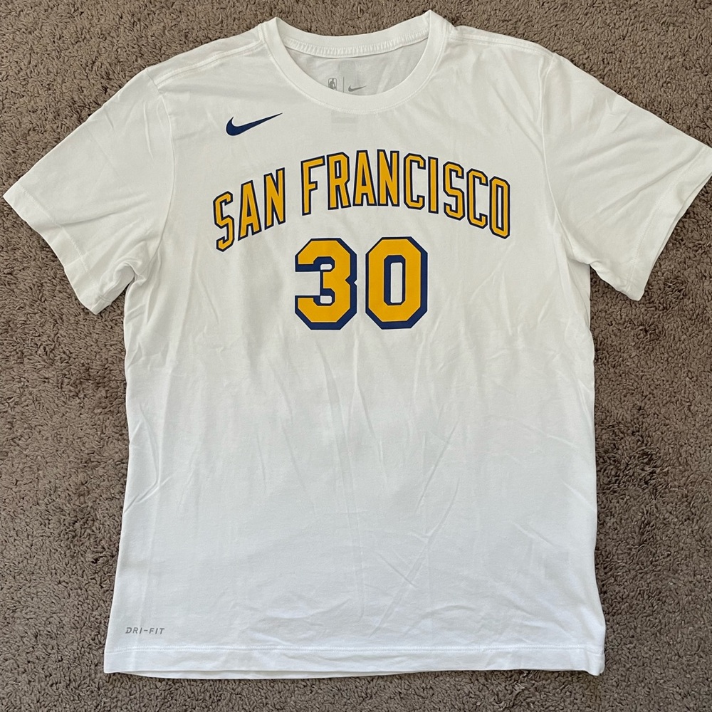 Nike Dri-Fit Golden State Warriors Steph Curry Jersey T-Shirt - White - Small